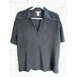 H&M KNIT TOP WITH COLLAR MEN’S MEDIUM NAVY BLUE